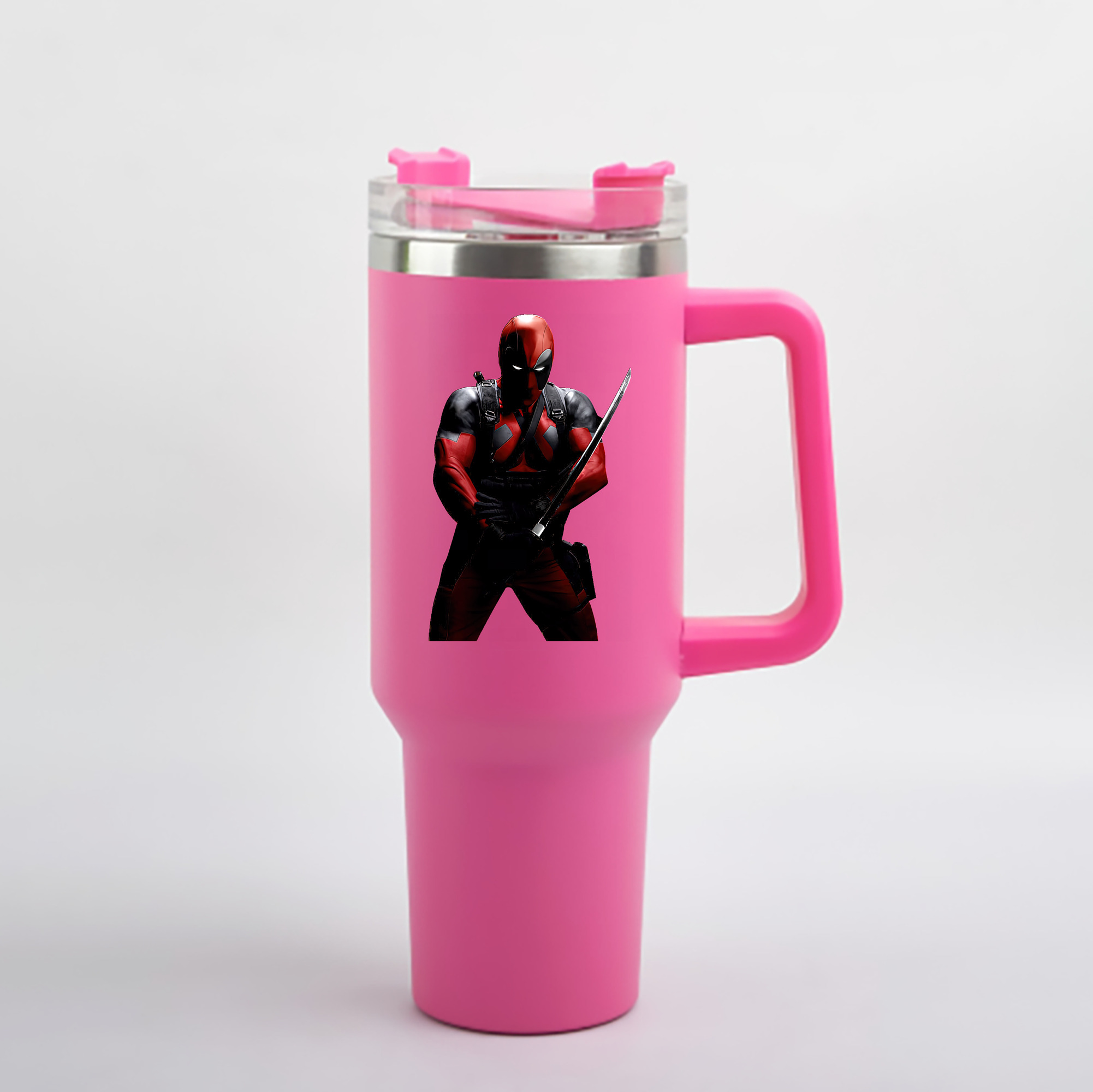 （画像用） Deadpool デッドプール 1200mL車用タンブラー - クリスタルステッカー（プラスチックストロー付き）